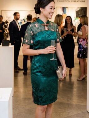 Emerald Green Qipoa Style Dress